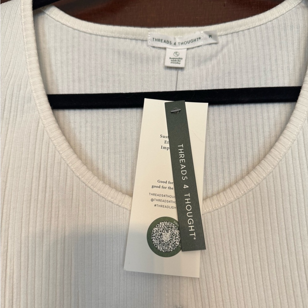 Threads 4 Thought Ivory Button-Up Ribbed Top - Med - Picture 5 of 5